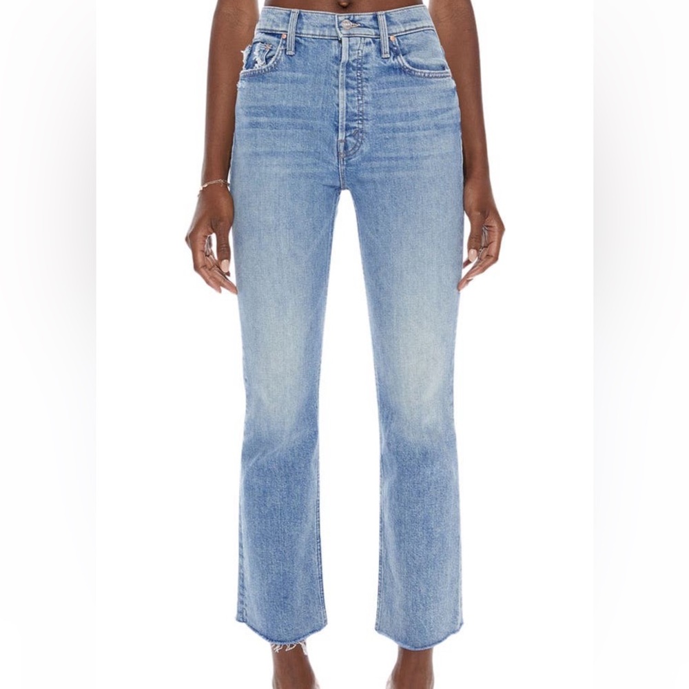 MOTHER The Tripper Flood Frayed High Waist Jeans in Left in the Dust size 30